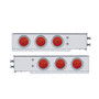 2" Bolt Pattern Stainless Spring Loaded Light Bar w/ Six 4" 7 LED Lights & Visors - Red LED/Red Lens