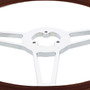 18" Chrome Aluminum "3-Spoke" Style Steering Wheel With Wood Rim