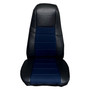 Universal Black with Dark Blue Faux Leather High Back Seat Cover