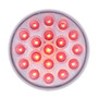 19 LED 4" Round Double Fury (Stop, Turn, Tail) With Warning Light - Red & Amber LED/Clear Lens
