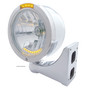 Stainless Steel Bullet Half Moon Headlight H4 w/ 10 Amber LED & Dual Mode LED Signal-Amber Lens