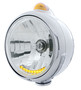 Chrome Guide 682-C Headlight H4 With 10 Amber LED & Dual Mode LED Signal - Amber Lens