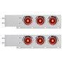 2-1/2" BOLT PATTERN SS SPRING LOADED BAR WITH 6X 4" 13 LED ABYSS LIGHTS & VISORS - RED LED/RED LENS (PAIR)