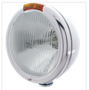 Stainless Steel Classic Headlight H4 Bulb & Turn Signal -  Amber Lens