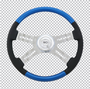 Classic Combo Blue - 18" Wood & Leather Rim, Chrome 4-Spoke W/Slot Cut Outs-Steering Creations-543-3003-77502