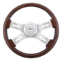 16" Classic Mahogany - 16" Wood Rim, Chrome 4-Spoke W/Slot Cut Outs, Chrome Bezel-Steering Creations-261-3003-77502