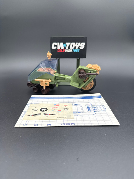 1986 GI Joe LCV Recon Sled Complete Unused Stickers Blueprints 