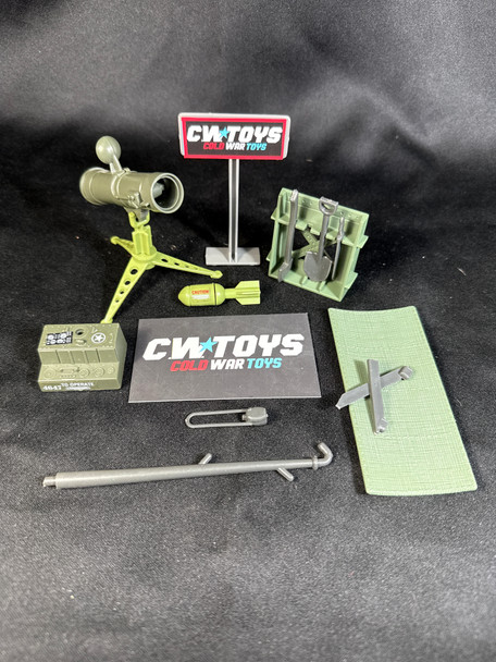 1984 GI Joe Bivouac Parts Rack Shovel Machette Ax Canteen Mortar Radio Cot 37015