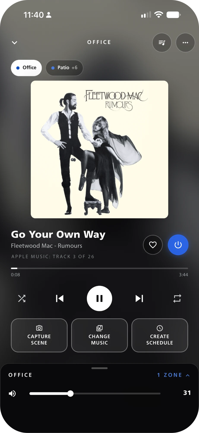 TuneBridge now playing screen