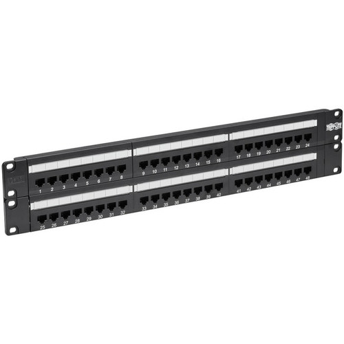 Tripp N252-048 Lite 48-Port Cat6 Cat5 Patch Panel Rackmount 110 Punch Down RJ45 Ethernet 1URM 568B