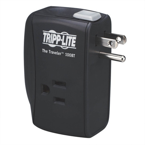 Tripp TRAVELER100BT Lite Protect It! 2-Outlet Portable Surge Protector Direct Plug-In 1050 Joules Ethernet Protection