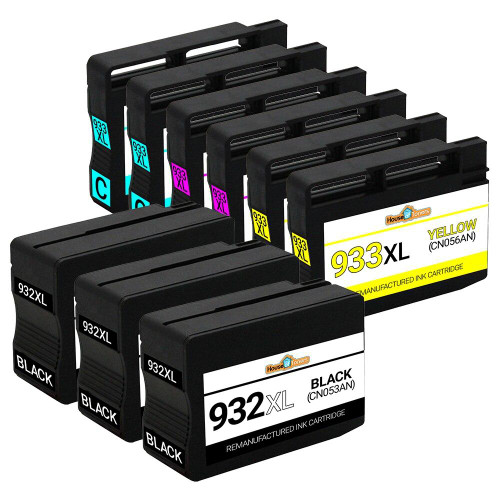 HouseOfToners Remanufactured Replacement for HP 932XL and 933XL High Yield Ink Cartridge 9PK - 3 Black, 2 Cyan, 2 Magenta, 2 Yellow - Shows Accurate Ink Levels