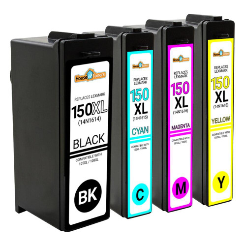HouseOfToners Compatible Replacement for Lexmark #150XL High Yield Ink Cartridge 4PK - Black, Cyan, Magenta, Yellow