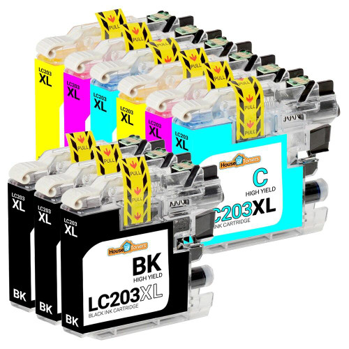 HouseOfToners Compatible Replacement for Brother LC203 High Yield Ink Cartridge 9PK - 3 Black, 2 Cyan, 2 Magenta, 2 Yellow