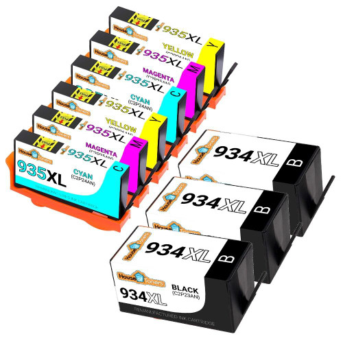 HouseOfToners Remanufactured Replacement for HP 934XL and 935XL High Yield Ink Cartridge 9PK - 3 Black, 2 Cyan, 2 Magenta, 2 Yellow - Shows Accurate Ink Levels