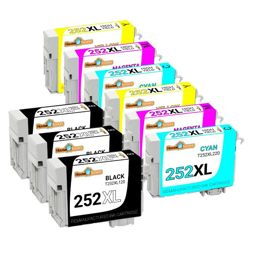 HouseOfToners Remanufactured Replacement for Epson 252XL High Yield Ink Cartridge 9PK - 3 Black, 2 Cyan, 2 Magenta, 2 Yellow