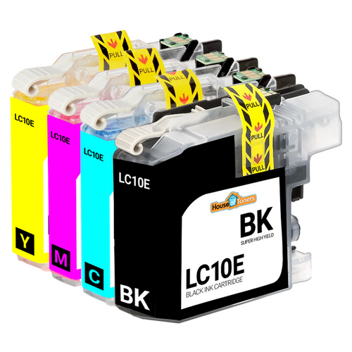 HouseOfToners Compatible Replacement for Brother LC10E Super High Yield Ink Cartridge 4PK - Black, Cyan, Magenta, Yellow