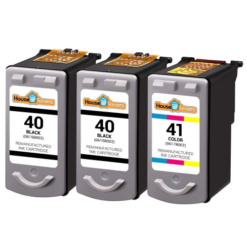 HouseOfToners Remanufactured Replacement for Canon PG-40 and CL-41 Ink Cartridges 3PK - 2 Black, 1 Color