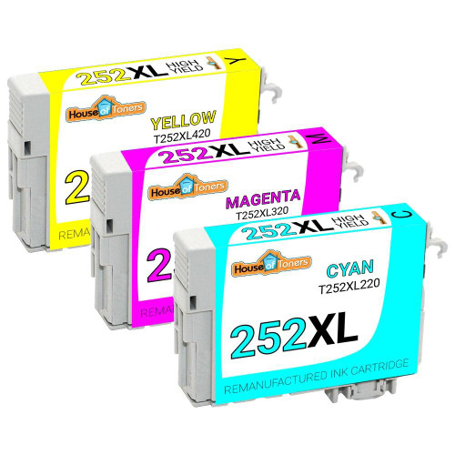 HouseOfToners Remanufactured Replacement for Epson 252XL High Yield Ink Cartridge 3PK - 1 Cyan, 1 Magenta, 1 Yellow