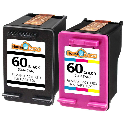 HouseOfToners Remanufactured Replacement for HP 60 CC640WN/CC643WN Ink Cartridges 2PK - 1 Black, 1 Color