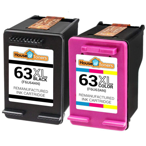 HouseOfToners Remanufactured Replacement for HP 63XL F6U64AN/F6U63AN High Yield Ink Cartridge 2PK - 1 Black, 1 Color