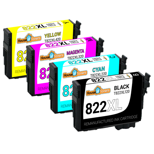 Epson 822XL High Yield Remanufactured Ink Cartridge 4-Piece Combo Pack