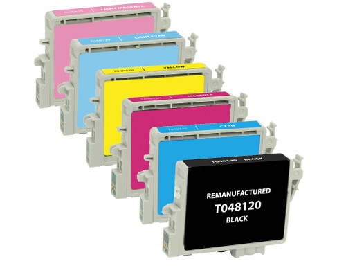 Epson T048 Series Ink Cartridge 6PK - Black, Cyan, Magenta, Yellow, Light Cyan, Light Magenta (Remanufactured)