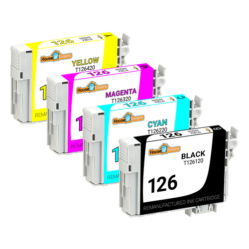 HouseOfToners Remanufactured Replacement for Epson 126 Series High Yield Ink Cartridge 4PK - Black, Cyan, Magenta, Yellow