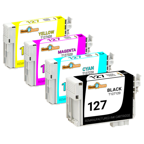 HouseOfToners Remanufactured Replacement for Epson 127 Series Extra High Yield Ink Cartridge 4PK - Black, Cyan, Magenta, Yellow