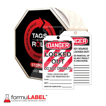 Place the 7 1/4" x 7 1/4" x 3 1/2" dispenser in a central location, on a work cart, or carry to wherever lots of tags are needed.