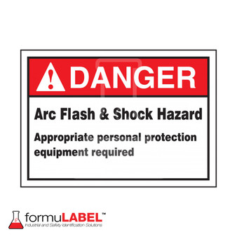 "Appropriate personal protection equipment required" Arc Flash and Shock Hazard Label