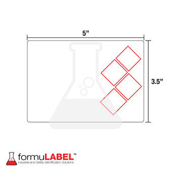 formuLABEL™ GHS 3.5" x 5" Secondary Labels with measurements.