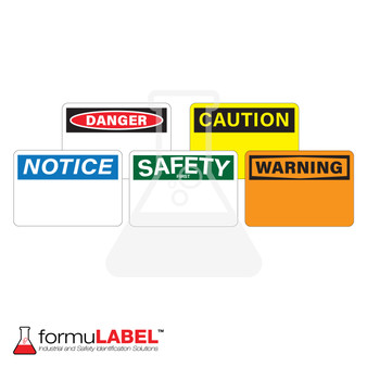 formuLABEL™ OSHA Header 3.5" x 5" Rolls (250 Labels), OSHA: Danger, Warning, Caution, Notice, Safety First Headers.