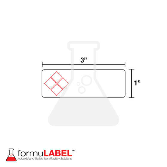 formuLABEL™ GHS 1" x 3" Secondary Labels with measurement.