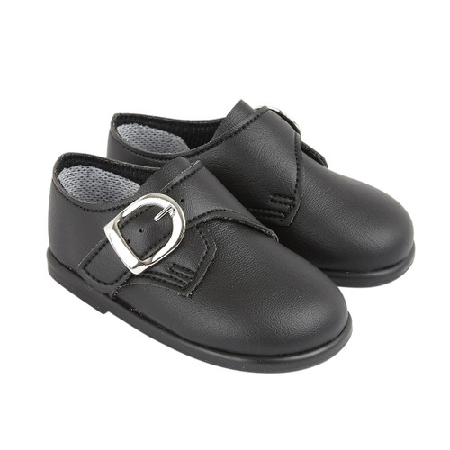H656 EARLY DAYS  BOYS BUCKLE SHOE - MATT BLACK