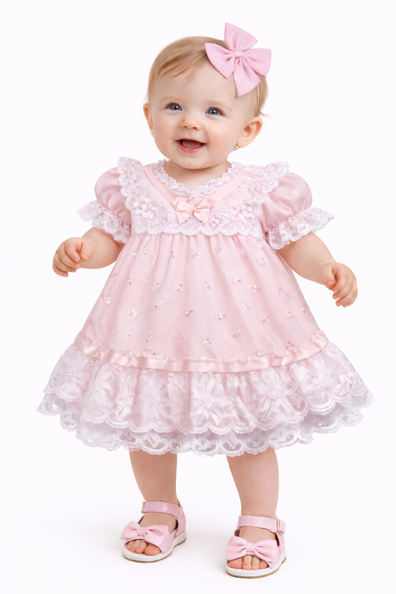 0535 KINDER B/A RIBBON FRILLY DRESS & KNICKS
