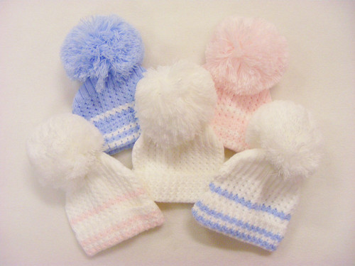 KH003 KINDER 1st SIZE STRIPE TRIM LARGE POM  HAT