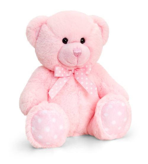 SN0780/81 KEEL 35cm BABY SPOTTY BEAR PINK & BLUE ASSTD