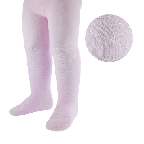4T35-P SOFT TOUCH SHINY DIAMOND STITCH TIGHTS - PINK