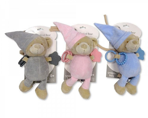 25-0889 BABY MUSICAL BEAR TEETHING TOY- GREY