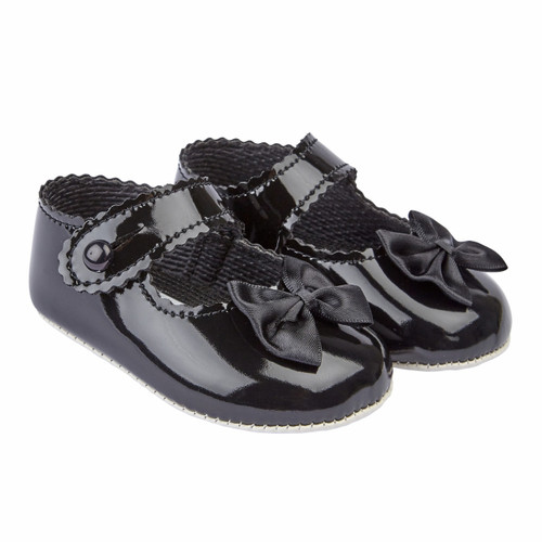 B604B BAYPODS PICOT BOW TRIM SHOES - BLACK