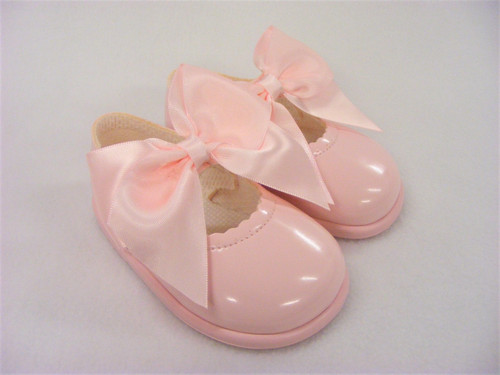 H045P HARD SOLE LARGE BOW SHOE -- PINK