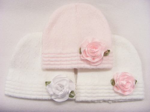 KH002 KINDER 1ST SIZE SATIN ROSE  HAT
