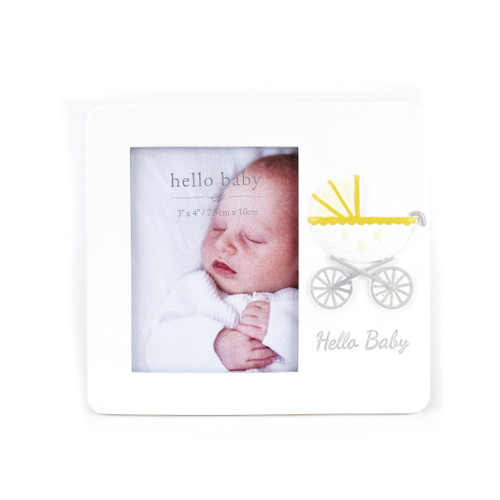 CG1788 HELLO BABY RESIN PHOTO FRAME PRAM DESIGN 3" x 4"