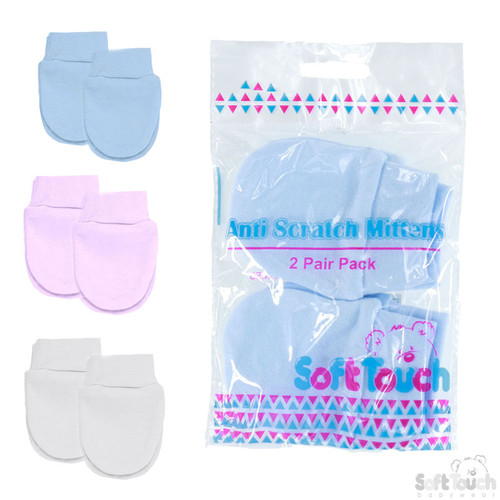 P111-A SOFT TOUCH TWIN PACK SCRATCH MITTS - ASSTD COLOURS