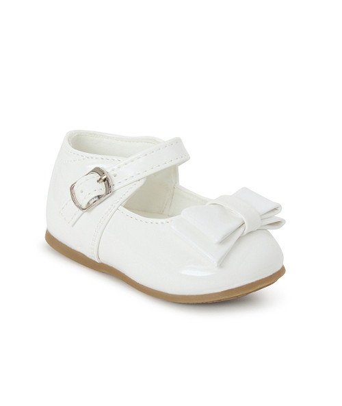 JEMMA  PATENT BOW SHOE - WHITE