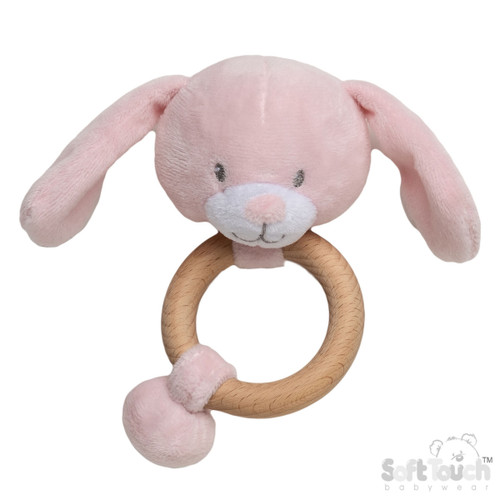 ERT62-P SOFT TOUCH ECO RECYCLED BUNNY RATTLE TOY - PINK