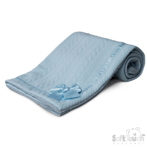 FBP246-B Soft Touch Elegance Cable Knit Wrap with Sherpa Back - Blue