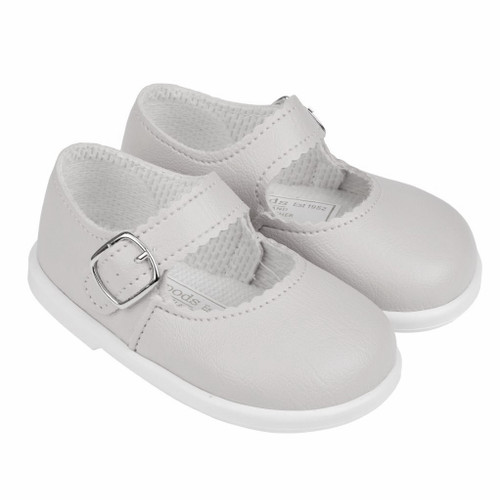 H503W Baypods Mary Jane Buckle Fastening Hard Soled Shoes - Matt White