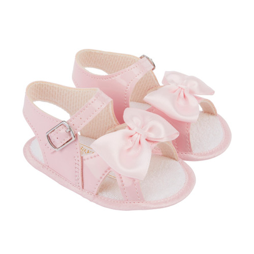 S050P Baypods Patent Bow Soft Sole Sandals - Pink